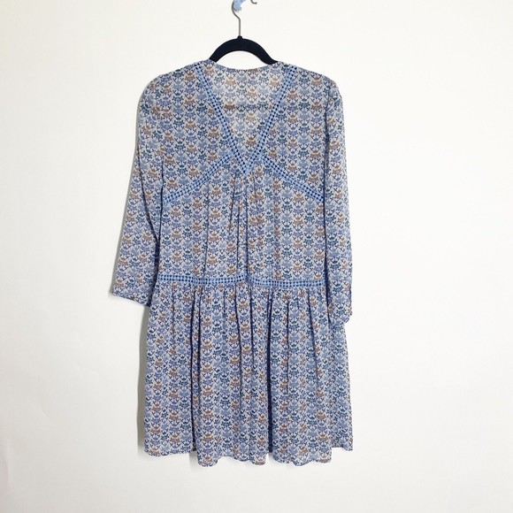 Anthropologie Holding Horses Betony Swing Dress Blue Floral Dress Size 4 - Picture 2 of 5